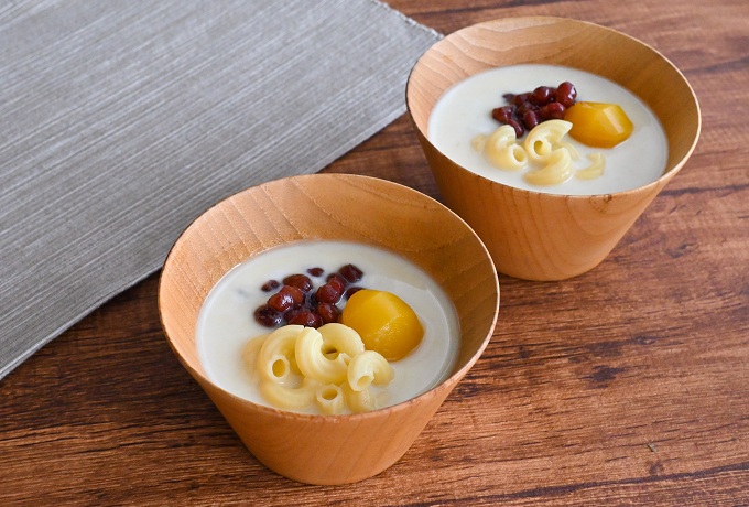 マカロニdeほっこりぜんざい風