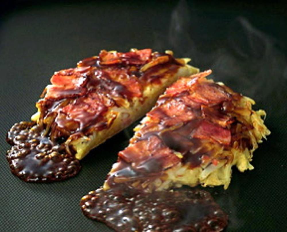 ほくほくじゃがいもとベーコンのお好み焼き