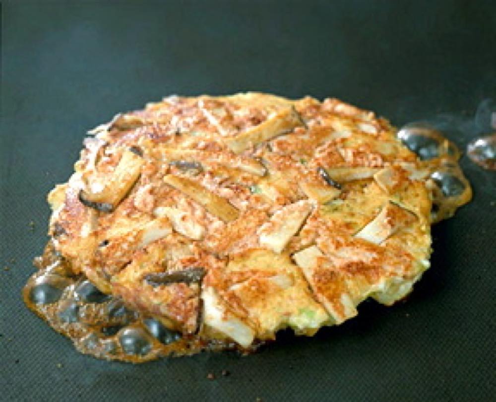 エリンギと明太子のお好み焼き
