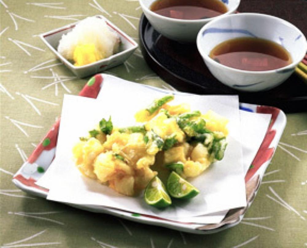 菜の花といかのかき揚げ