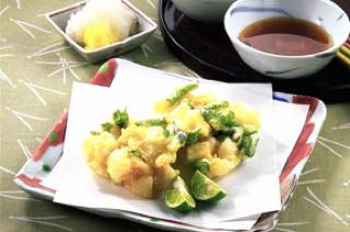 菜の花といかのかき揚げ
