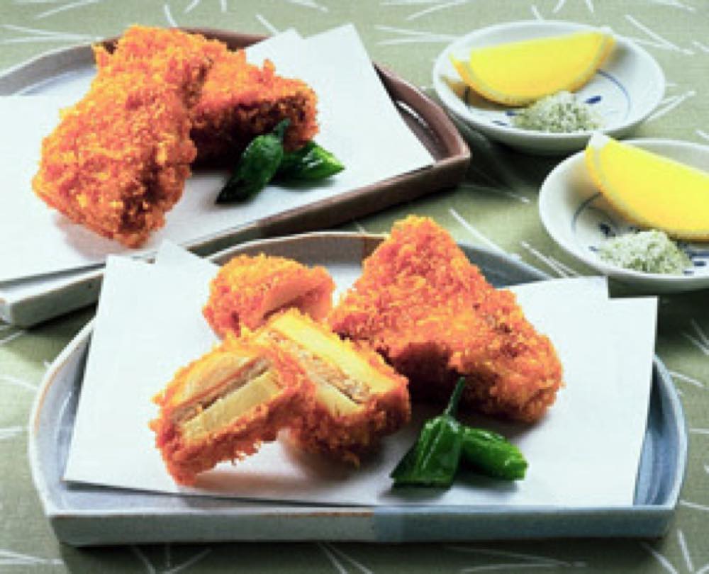 たけのこの挽き肉はさみ揚げ
