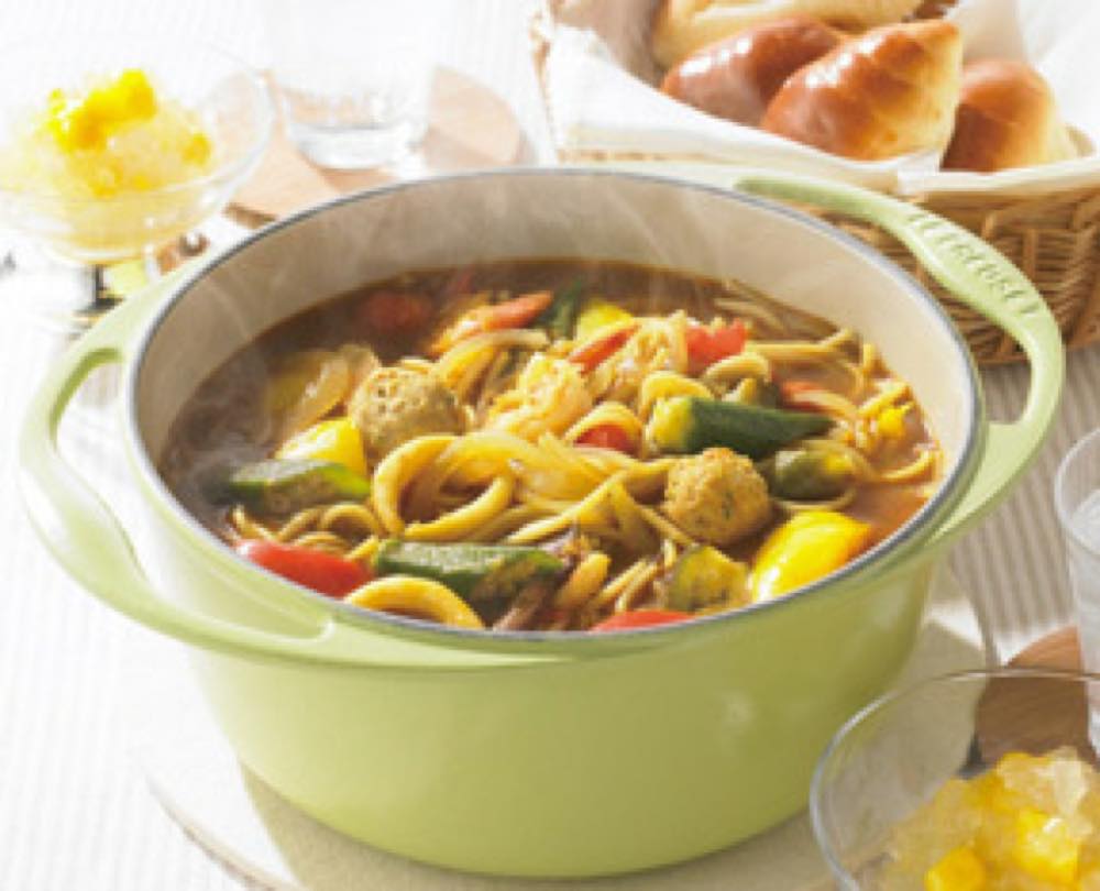 夏野菜のスープカレースパゲティ