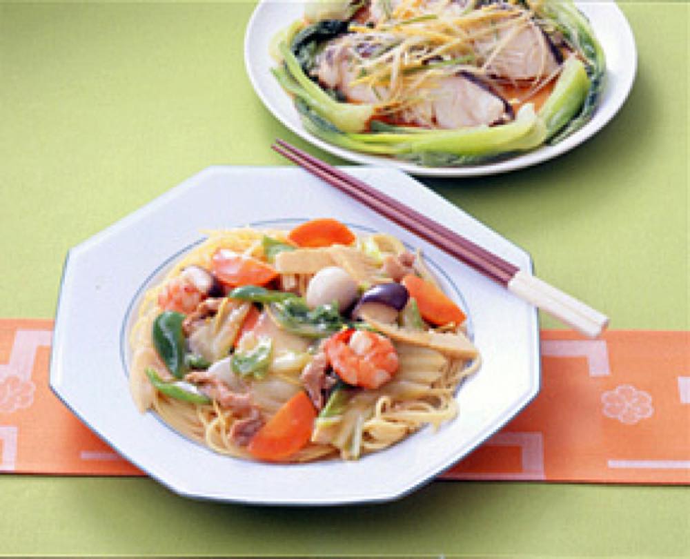 八宝菜のあんかけパスタ