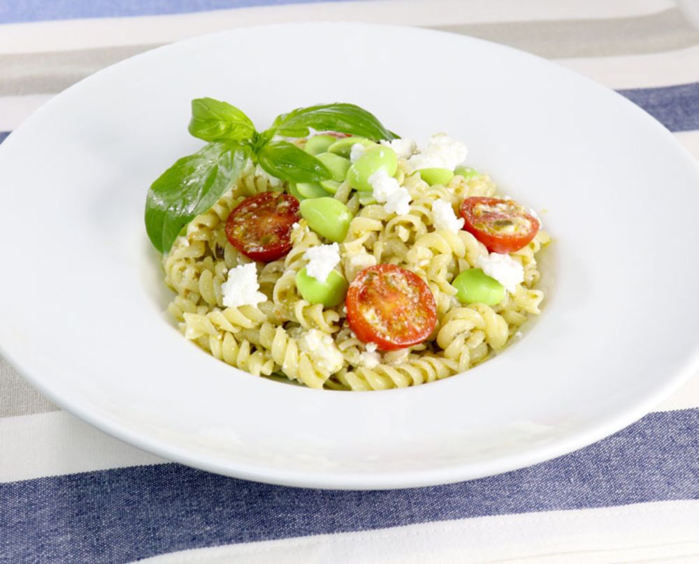 クルルの枝豆とミニトマトの冷製バジルソース レシピ 日清製粉ウェルナ クルルの枝豆とミニトマトの冷製バジルソース レシピ 日清製粉ウェルナ