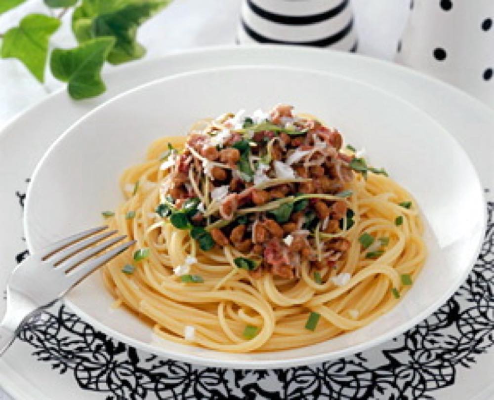 しらすと納豆の梅肉冷製スパゲティ