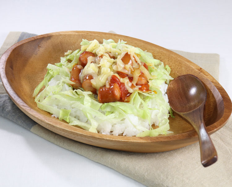 ソーセージ入りナポリタン丼