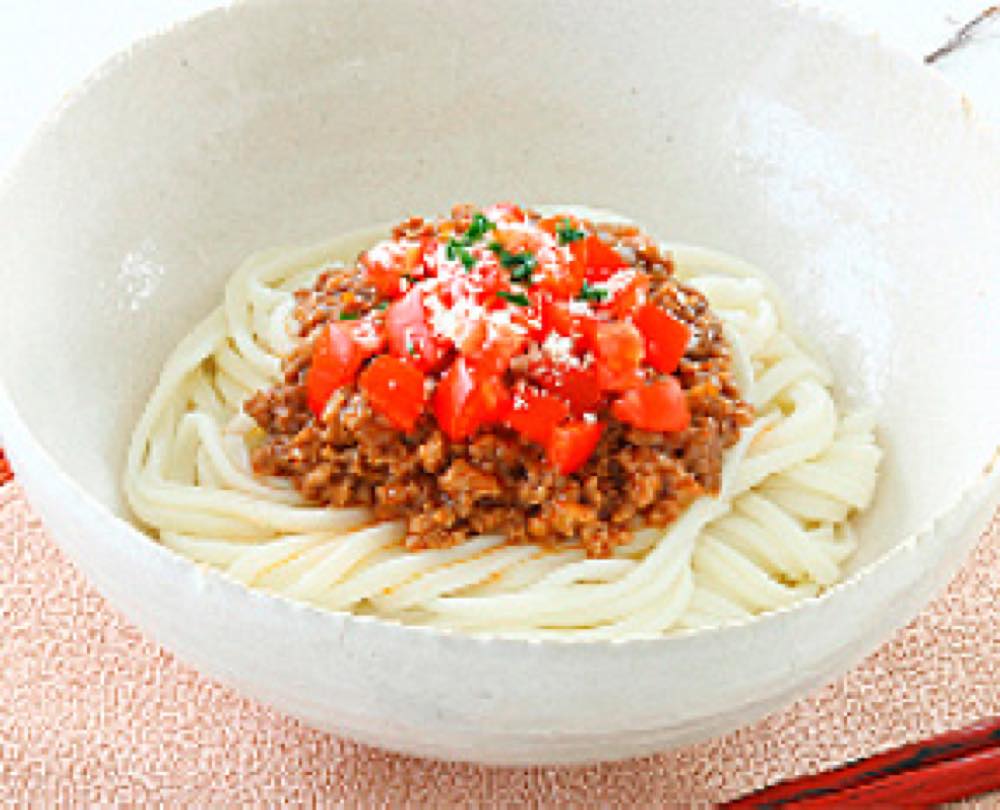 ミートソースのイタリアンうどん
