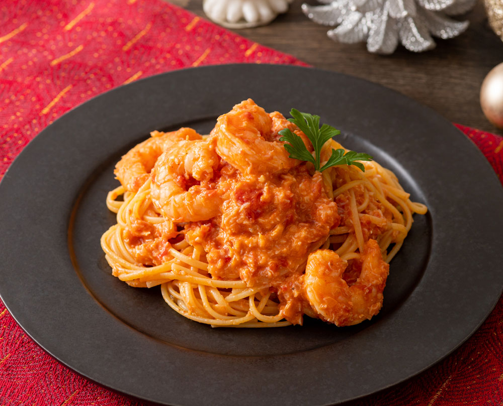かにとえびのトマトクリームパスタ