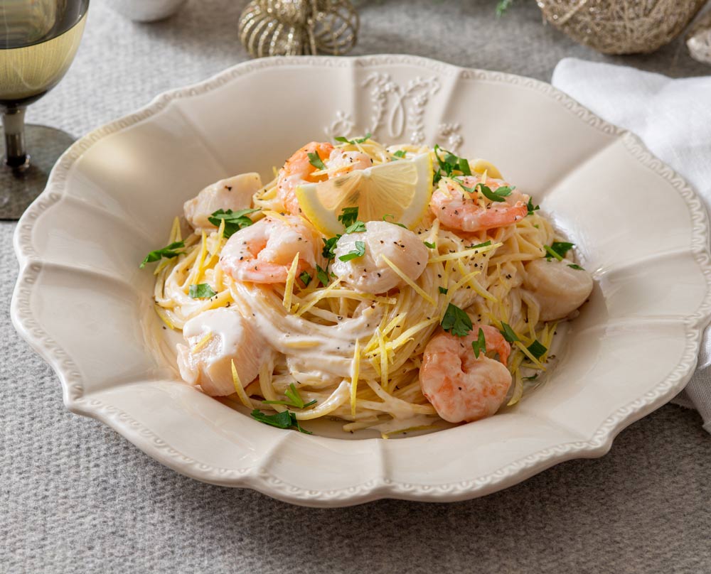 えびとほたてのレモンクリームパスタ