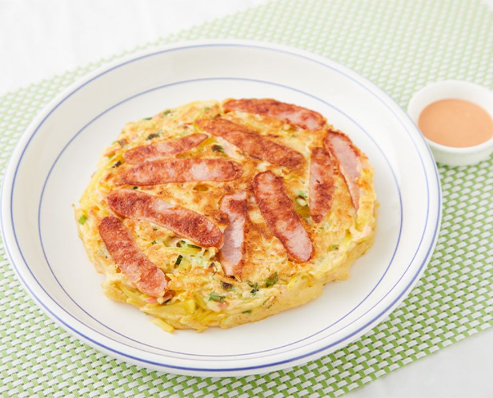 せん切りじゃがいもとウインナーソーセージのエコのみ焼 せん切りじゃがいもとウインナーソーセージのエコのみ焼