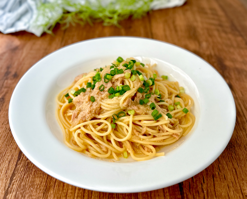 混ぜるだけで簡単♪【ツナのかまたまパスタ】