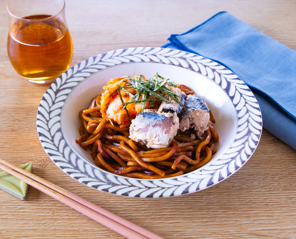 さばキムチ焼きそば風