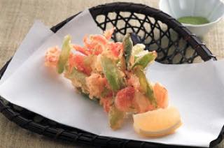 たけのこ、アスパラガス、桜えびのかき揚げ