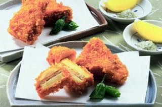 たけのこの挽き肉はさみ揚げ