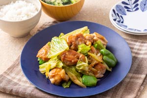 鶏もも肉とキャベツのピリ辛みそ炒め