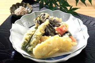 いかとなす、オクラの天ぷら