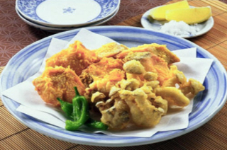 鮭としめじの天ぷら