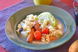 クルル入り野菜とあさりのスープ