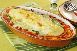 ミートソースのスパゲティグラタン