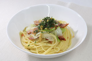ねぎと焼豚のスパゲティペペロンチーニ
