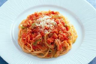 春キャベツのチキントマトソースパスタ