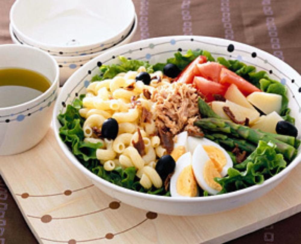 じゃがいもとブラックオリーブのサラダマカロニ | レシピ | 日清製粉