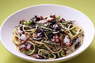 ひじきとたこのしょうが風味スパゲティ