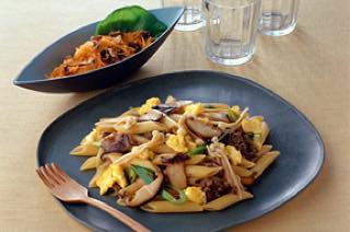 きのこたっぷりすき焼き風パスタ