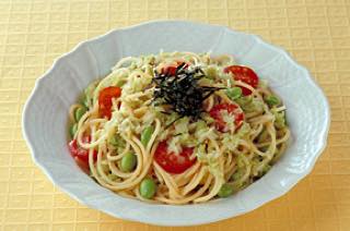 たっぷりキャベツと枝豆のたらこスパゲティ