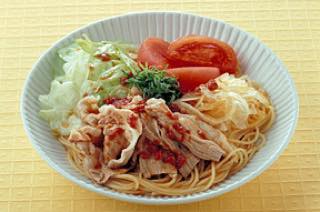 夏野菜の冷しゃぶパスタ 梅風味