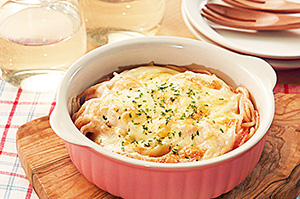 冷凍パスタアレンジ！パスタDEタラモグラタン