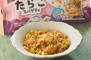 冷凍パスタアレンジ！たらこスパのそばめし風