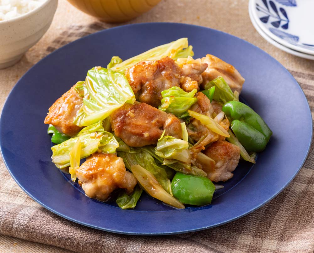 鶏野菜ピリ辛味噌バタ炒め