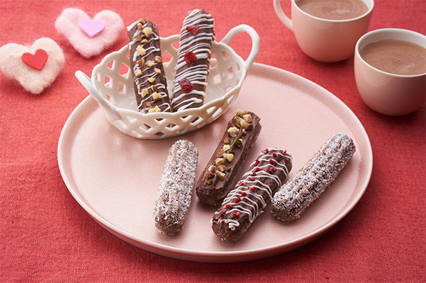 チョコとココナッツのミニチュロスバー | レシピ | 日清製粉ウェルナ