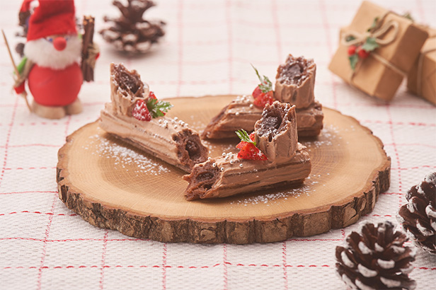 ミニチュロスのブッシュドノエル風 | レシピ | 日清製粉ウェルナ