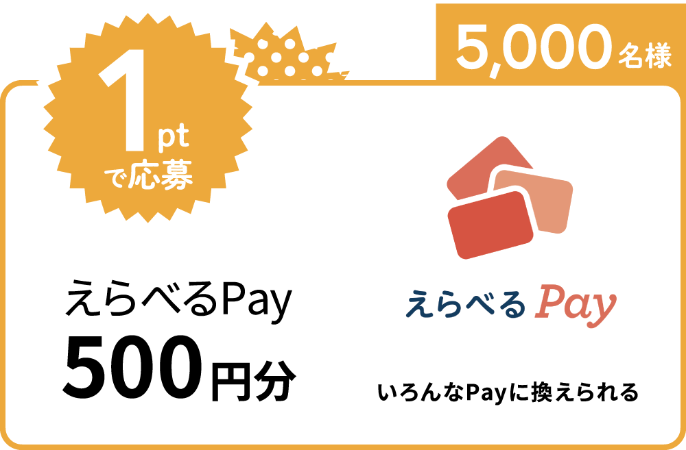 1ptで応募 えらべるPay5a00円分 5,000名様