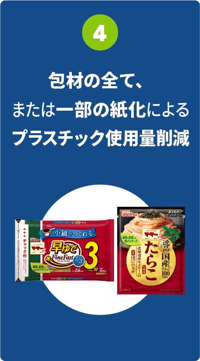 包装の簡素化・包材の紙化によるプラスチック使用量削減