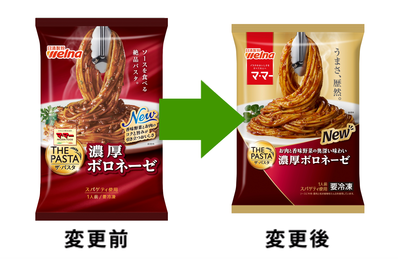 2024年問題に対するワンディッシュパスタの商品サイズ変更